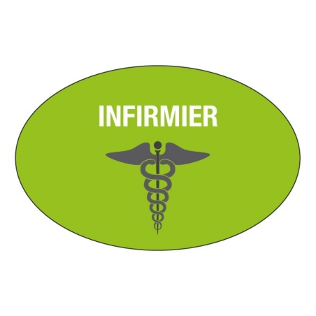 Badge infirmier sur fond vert