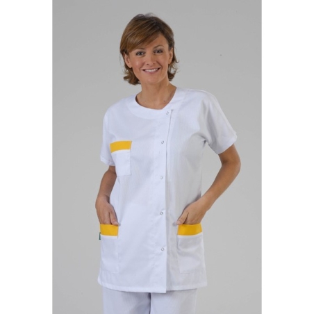 Tenue de travail médicale pour infirmiere avec du jaune sur les poches 