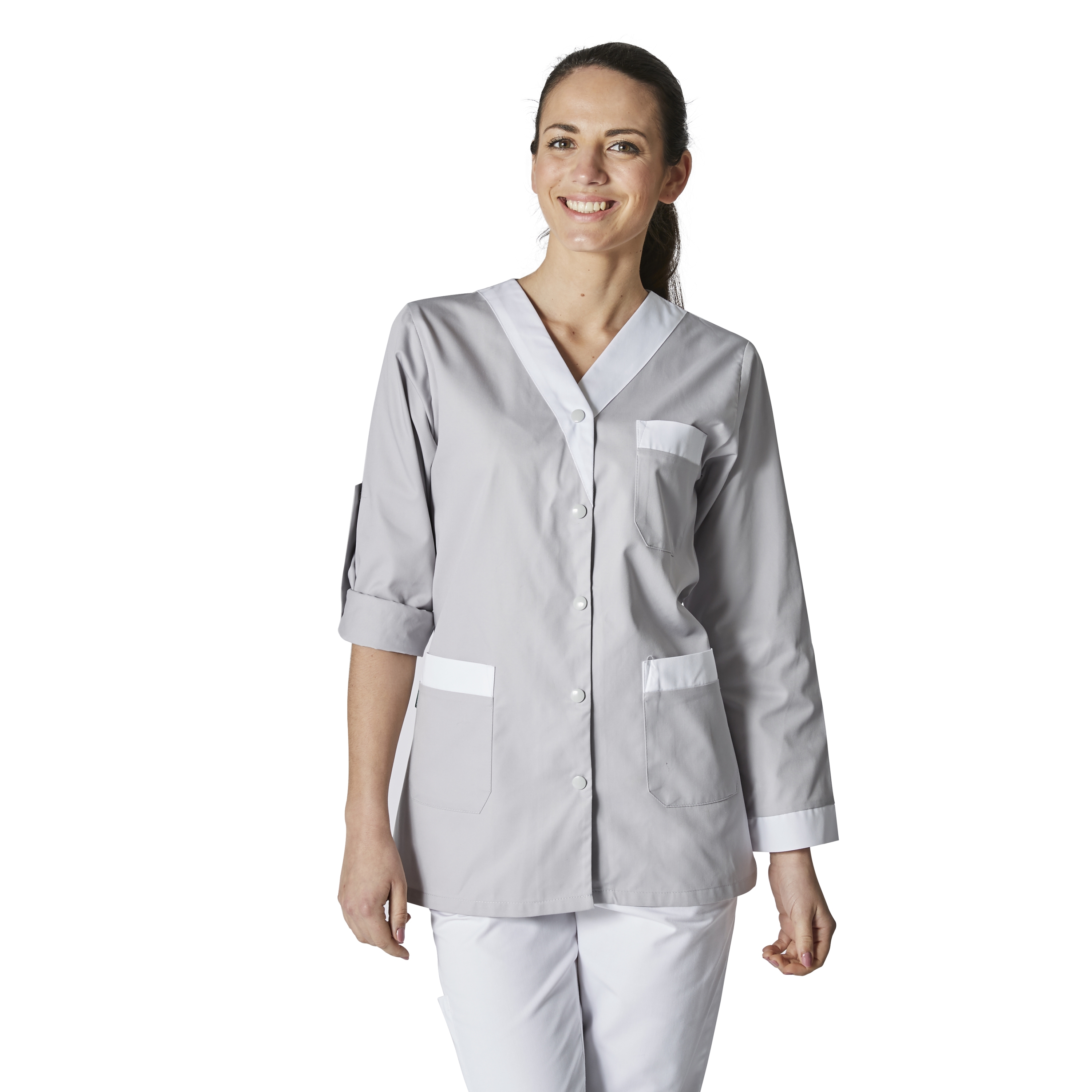 Blouse de travail Femme Manchesongue Grise — free download