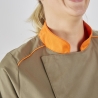 Veste patissier chocolatier marron et orange avec souflet dos