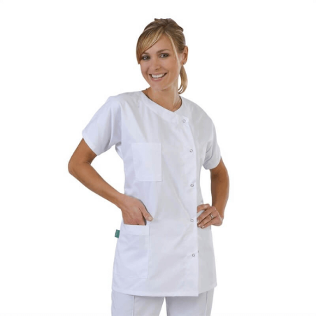 Blouse medicale courte Blanche col rond