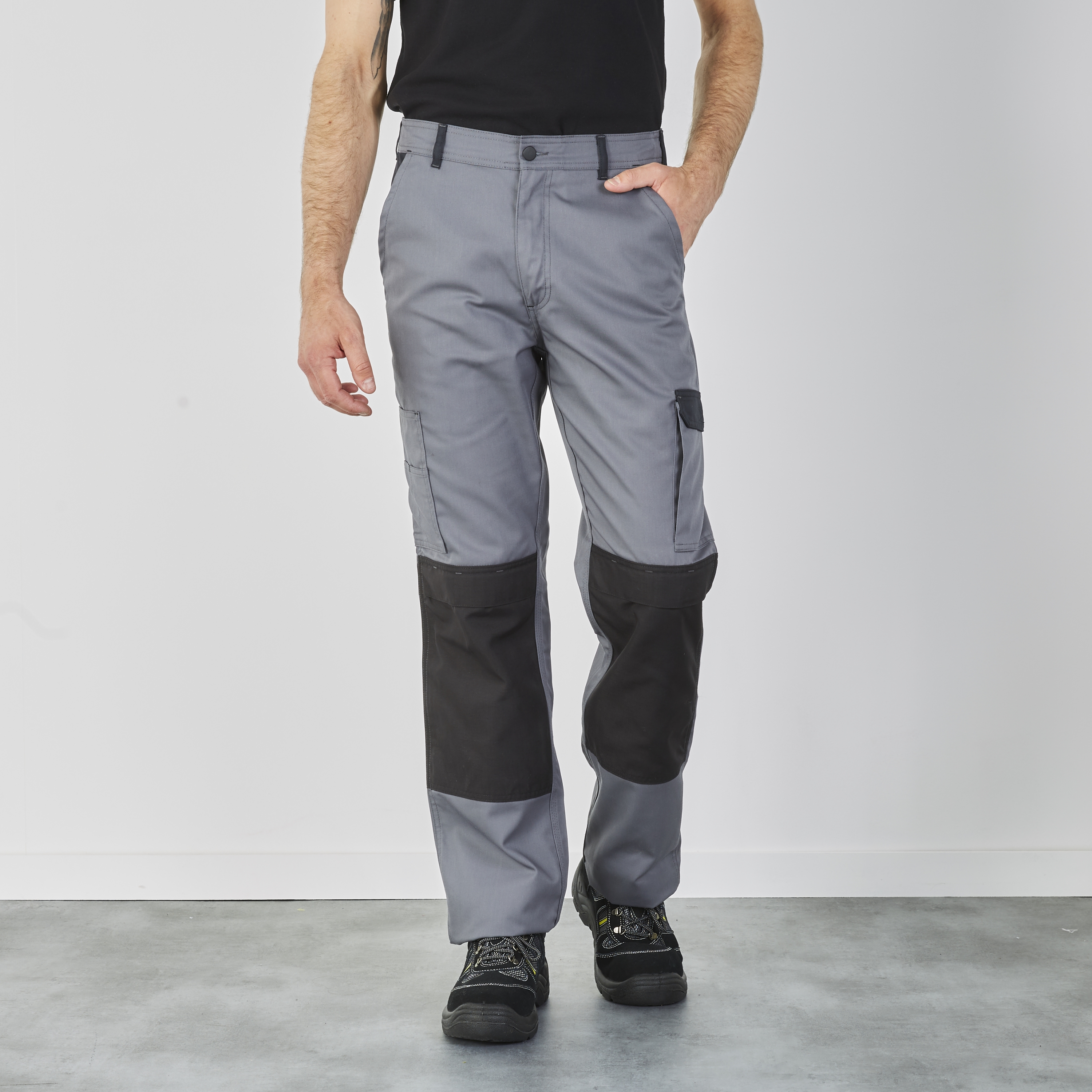 Pantalon de travail multipoches à genouillères Gris/Noir | 1261 ARG