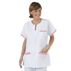 Marinière médicale Helene Blanche infirmière Parement rayé rouge