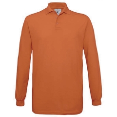 Polo orange a personnaliser flocage broderie manches longues