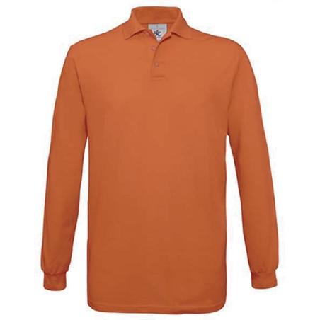 Polo orange a personnaliser flocage broderie manches longues