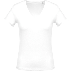 Tee shirt col V MC femme white