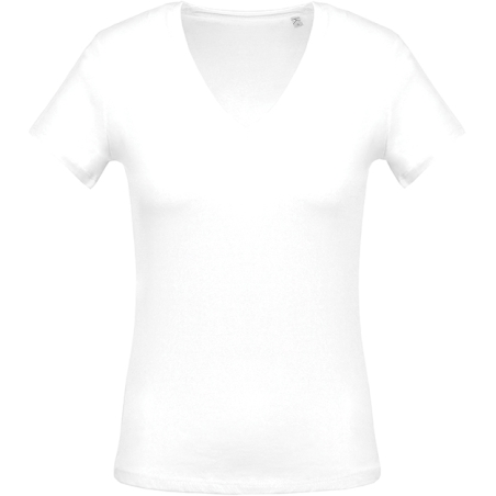 Tee shirt col V MC femme white