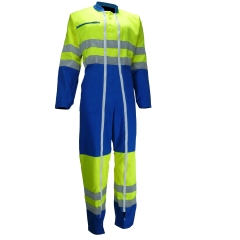 Combinaion de travail Haute visibilite avec bande reflechissante Bleu Jaune