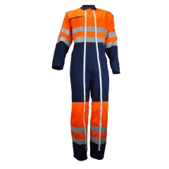 PBV COMBINAISON DF HV EN 20471 MARINE/ORANGE T