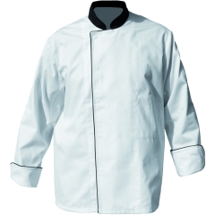 PBV VESTE DE CUISINE P/C BLANC NOIR PRESSIONS