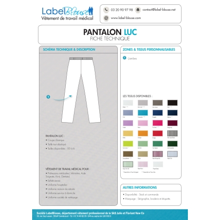 Pantalon medical marine élastiqué
