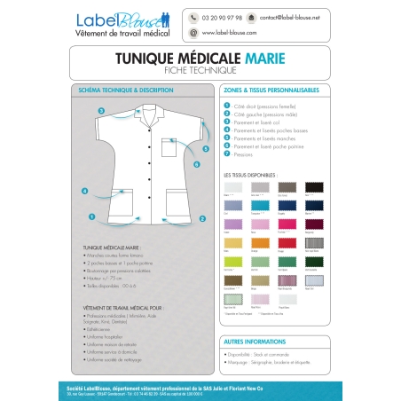 Tunique medical col tailleur Blanche