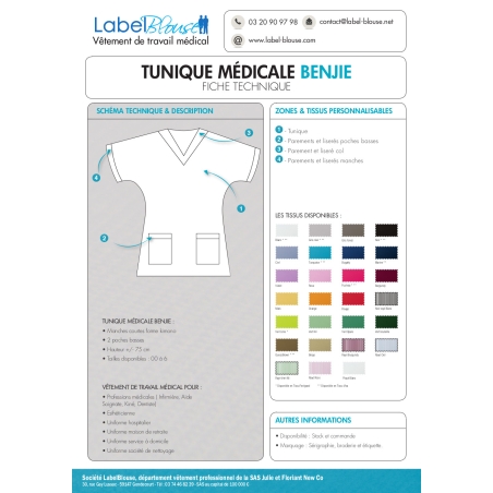 Blouse medicale courte col V