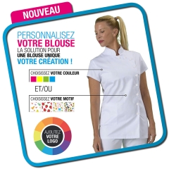 Tunique médicale infirmière col mao à personnaliser