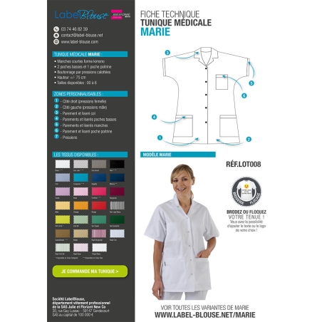 Tunique medical col tailleur Blanche