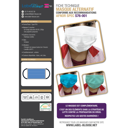 Masque anti-projection de type chirurgien Lavable ( 618 ) STRAWBERRY 