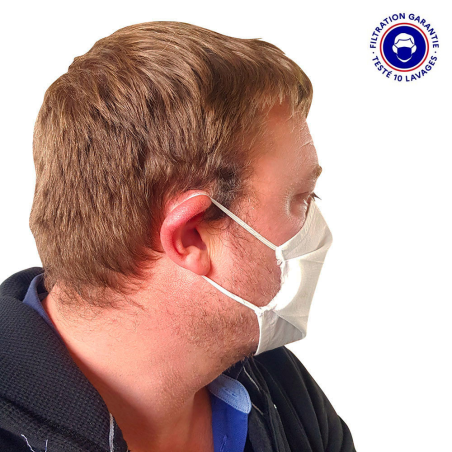 Masque type chirurgical en tissu lavable et réutilisable