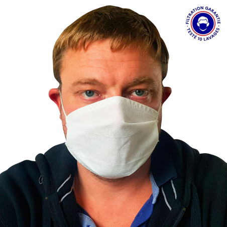 Masque type chirurgical en tissu lavable et réutilisable