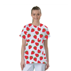 Blouse médicale motif fraise impirmée