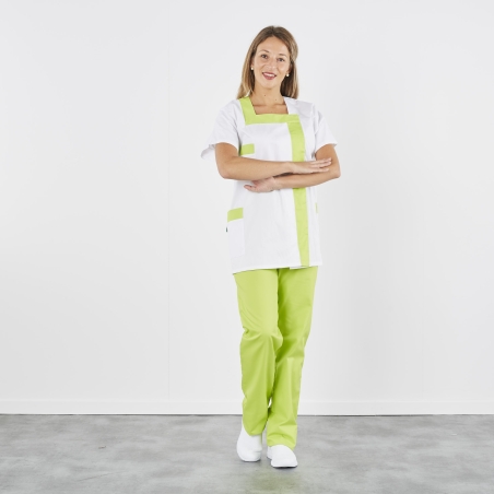 Tenue infirmiere col carre Vert usage blouse medicale