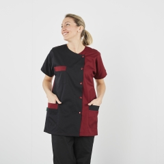 Blouse de travail Noire et Bordeux