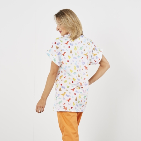 Blouse médicale infirmière petite enfance  Imprime dinosaure