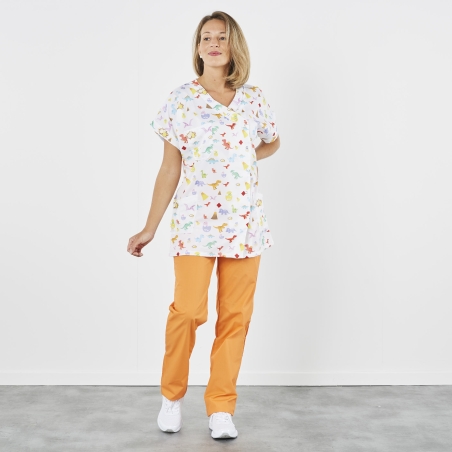 Blouse médicale infirmière petite enfance  Imprime dinosaure