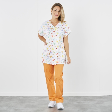 Blouse médicale infirmière petite enfance  Imprime dinosaure