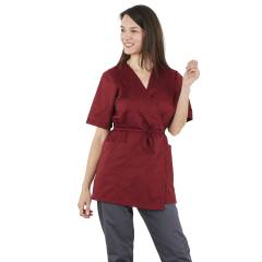 Tunique esthétique et medicale Kimono Bordeaux