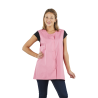 Blouse tablier sans manches unie rose