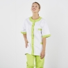 Blouse medicale courte Blanche et vert Lime fermeture centrale