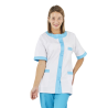 Blouse infirmiere Blanche et turquoise