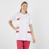 Tunique médicale forme Julia avec finition Fushia sur fond Blanc