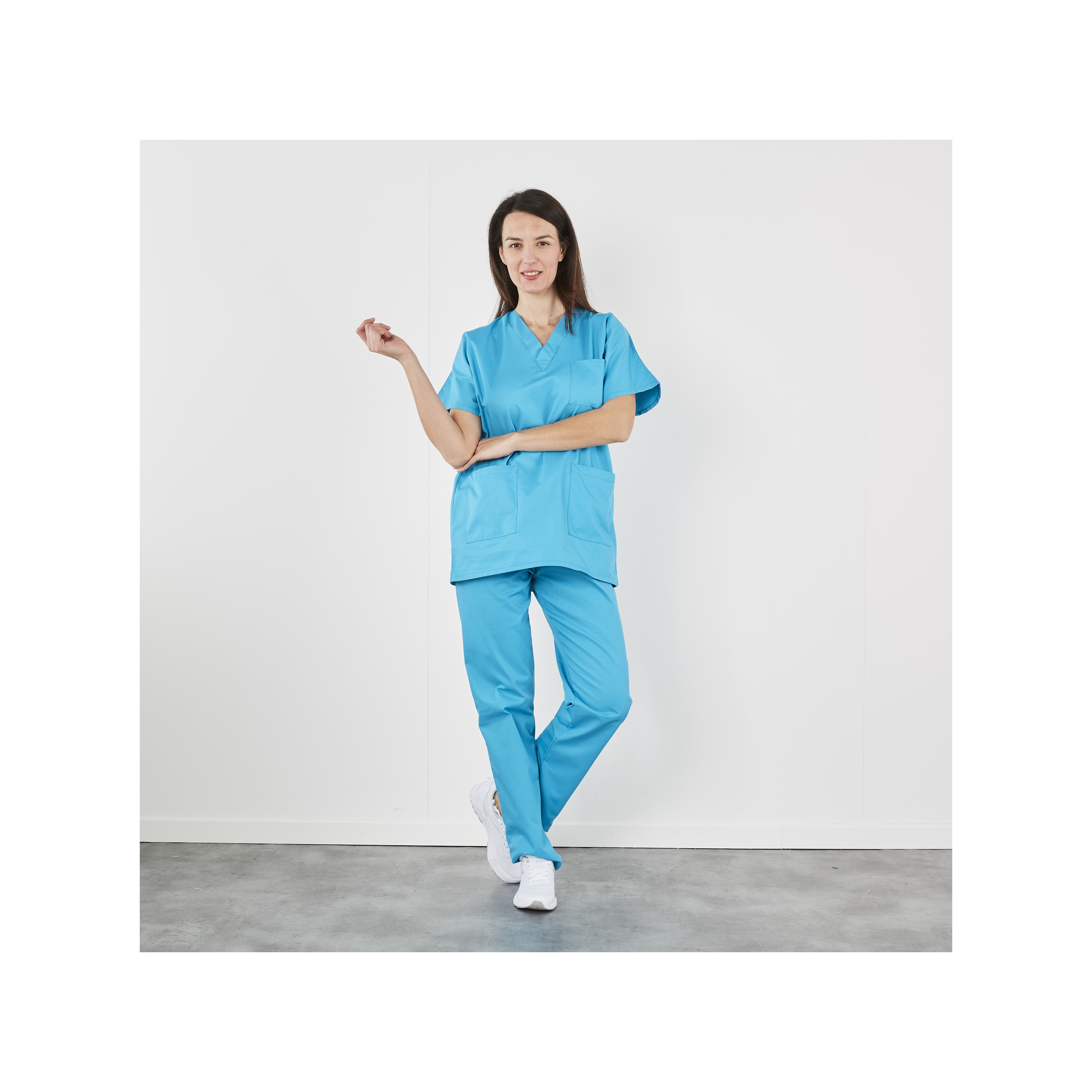 Bleu Turquoise Tenue De Bloc Femme Uniforme Médical Slimfit Bleu