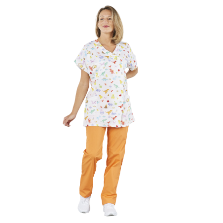 Blouse médicale infirmière petite enfance  Imprime dinosaure