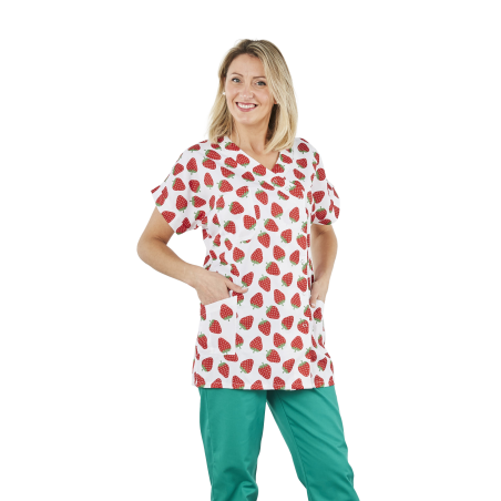 Blouse médicale infirmière petite enfance  Imprime fraises