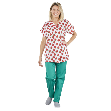 Blouse médicale infirmière petite enfance  Imprime fraises