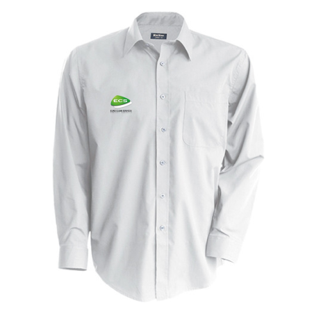 Chemise manches longues K545 Blanc Broderie logo côté coeur poche condanée