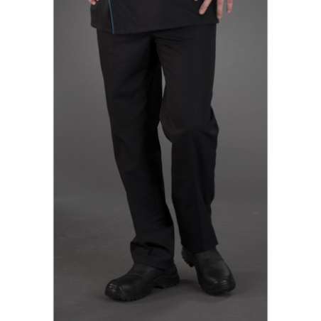 Pantalon de cuisine Noire taille elastiquée entrejambe réglable par presions
