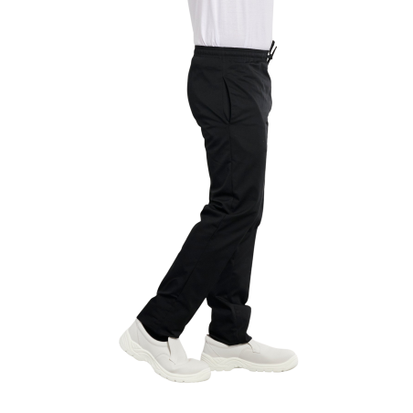 Pantalon de cuisine Noir Taille elastique bas réglable