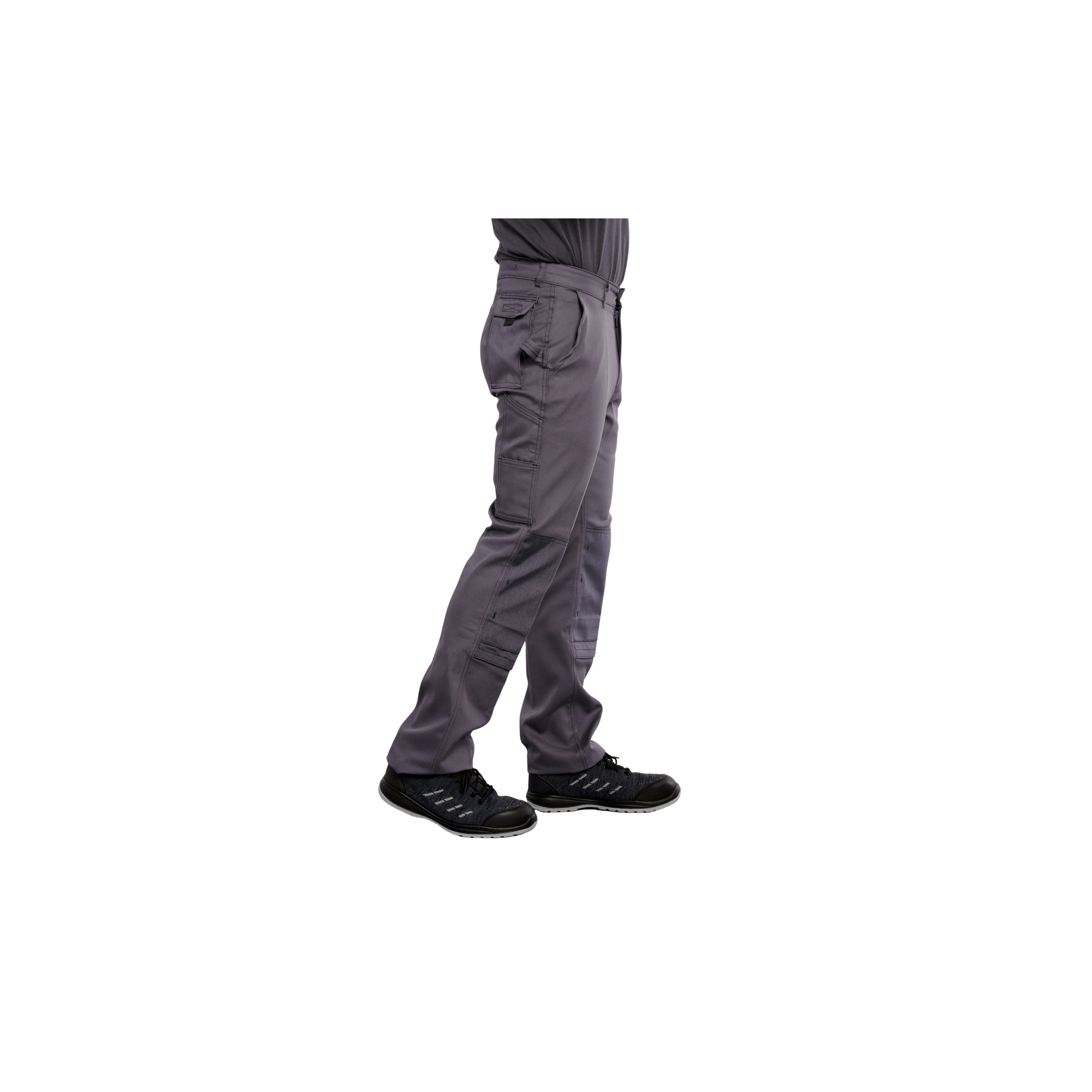 Pantalon de travail Coton polyester Gris avec poches genoux