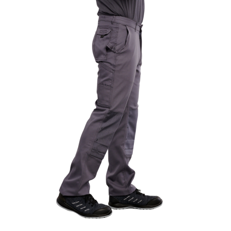 Pantalon de travail Coton polyester Gris avec poches genoux