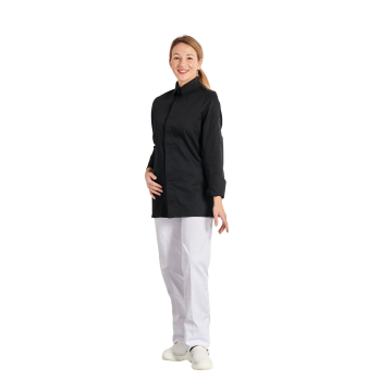 Chemise Noire À Manches Longues Vierge Avec Gabarit De Col Vues De Face Et De Gm2149041298 570260876