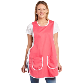 Tablier de travail chasuble Fushia liseré Blanc Polycoton 35/35 200 gr avec poches
