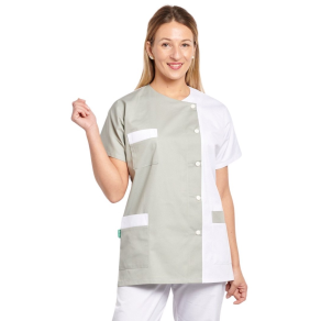 Tunique de travail Grise et Blanche Medical Aide à domicile