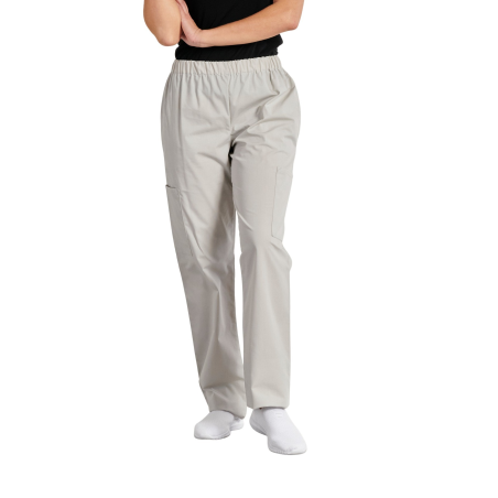 Pantalon médicale infirmière et Hopital Popeline grise taille elastique poche coté