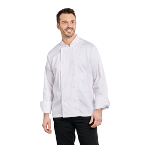 Veste de cuisine 100 % coton Blanche fermeture pressions