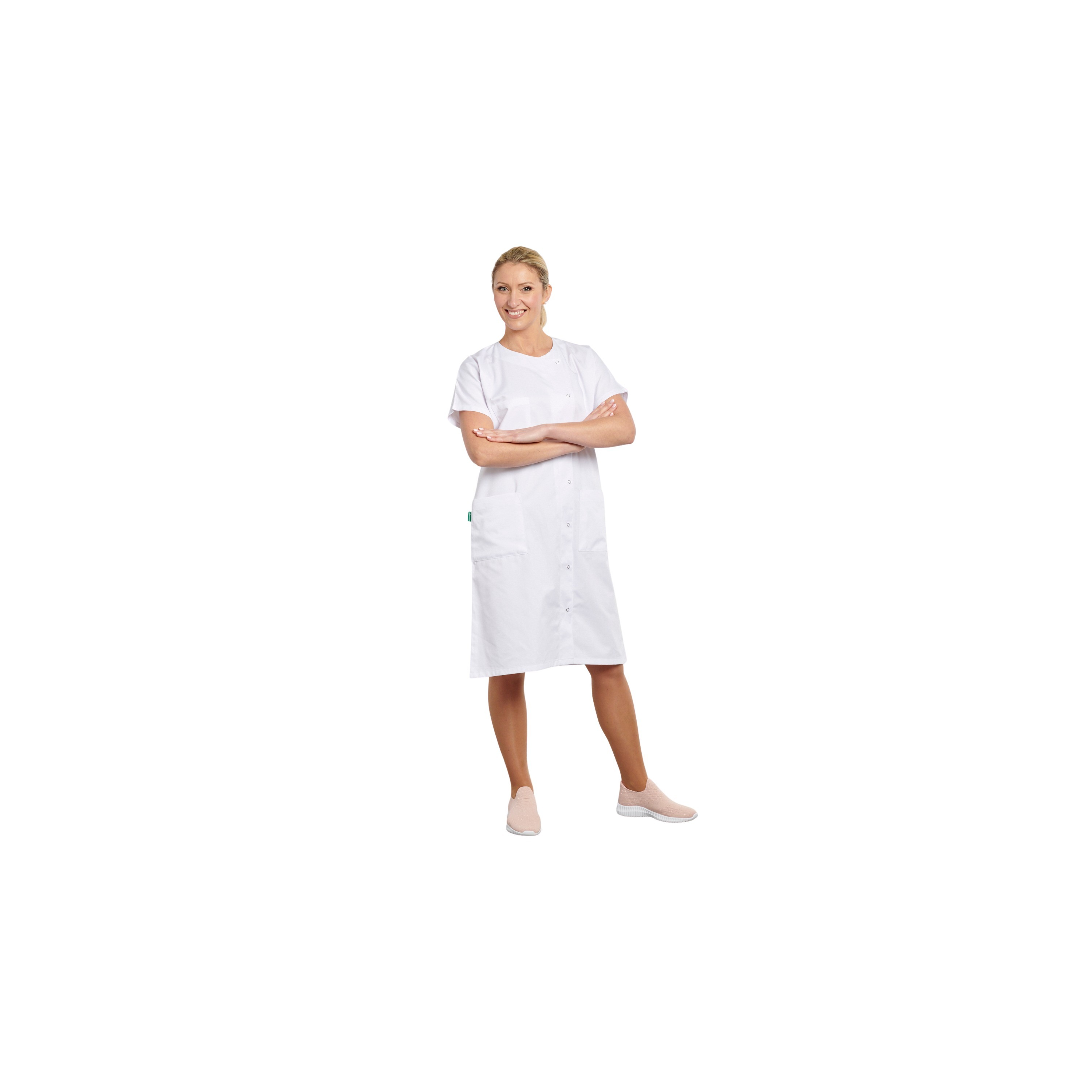 Code Promo Blouse Médicale Unisexe SDER Tunique Poches Manches Courtes  Blanc Pressions Inox Lavable 90°C Blouse Blanche Coton Bouton Pression