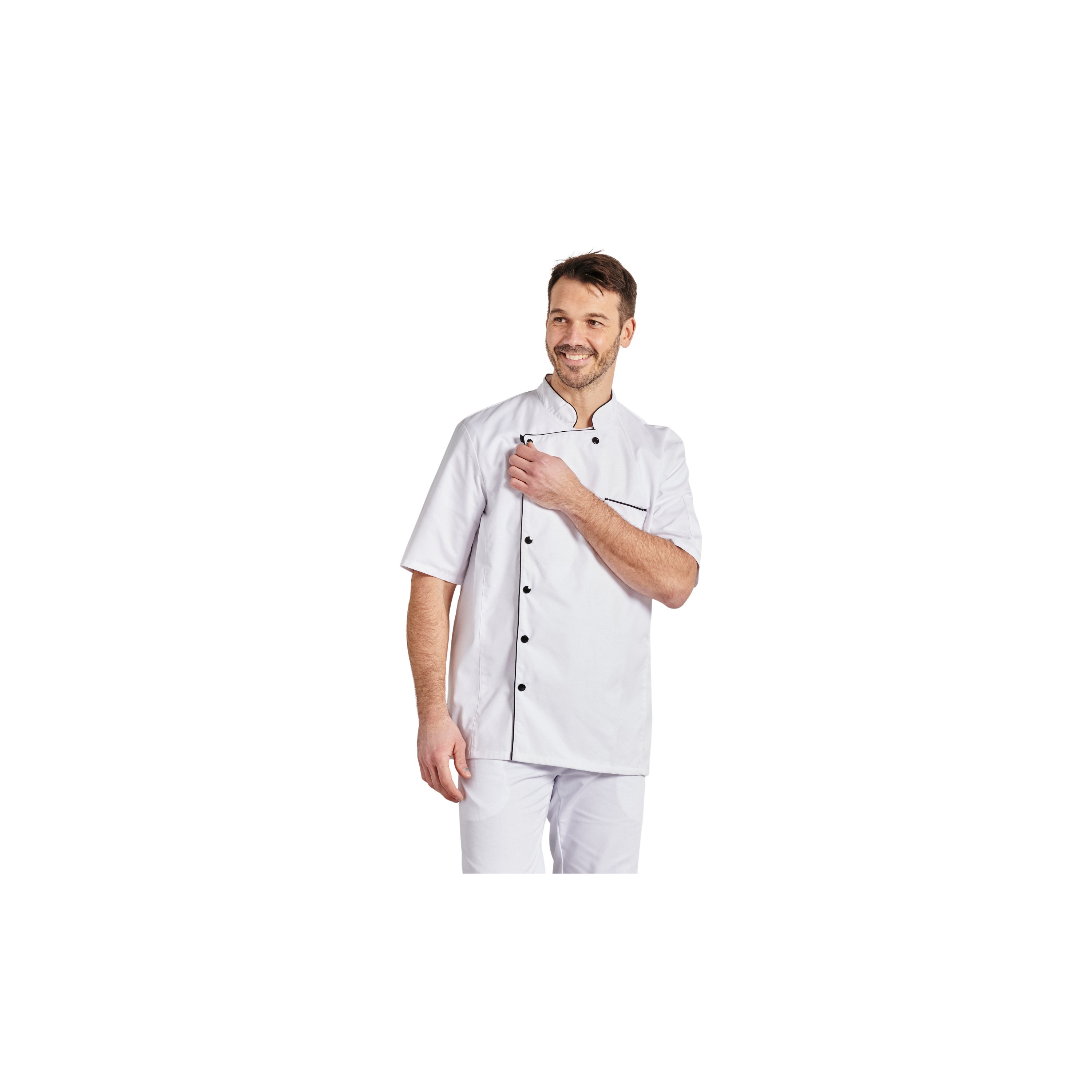 Veste de cuisine Coton noir manche courte homme pas chère