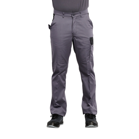 Pantalon de travail Coton Polyester Gris finition noire SANS METAL